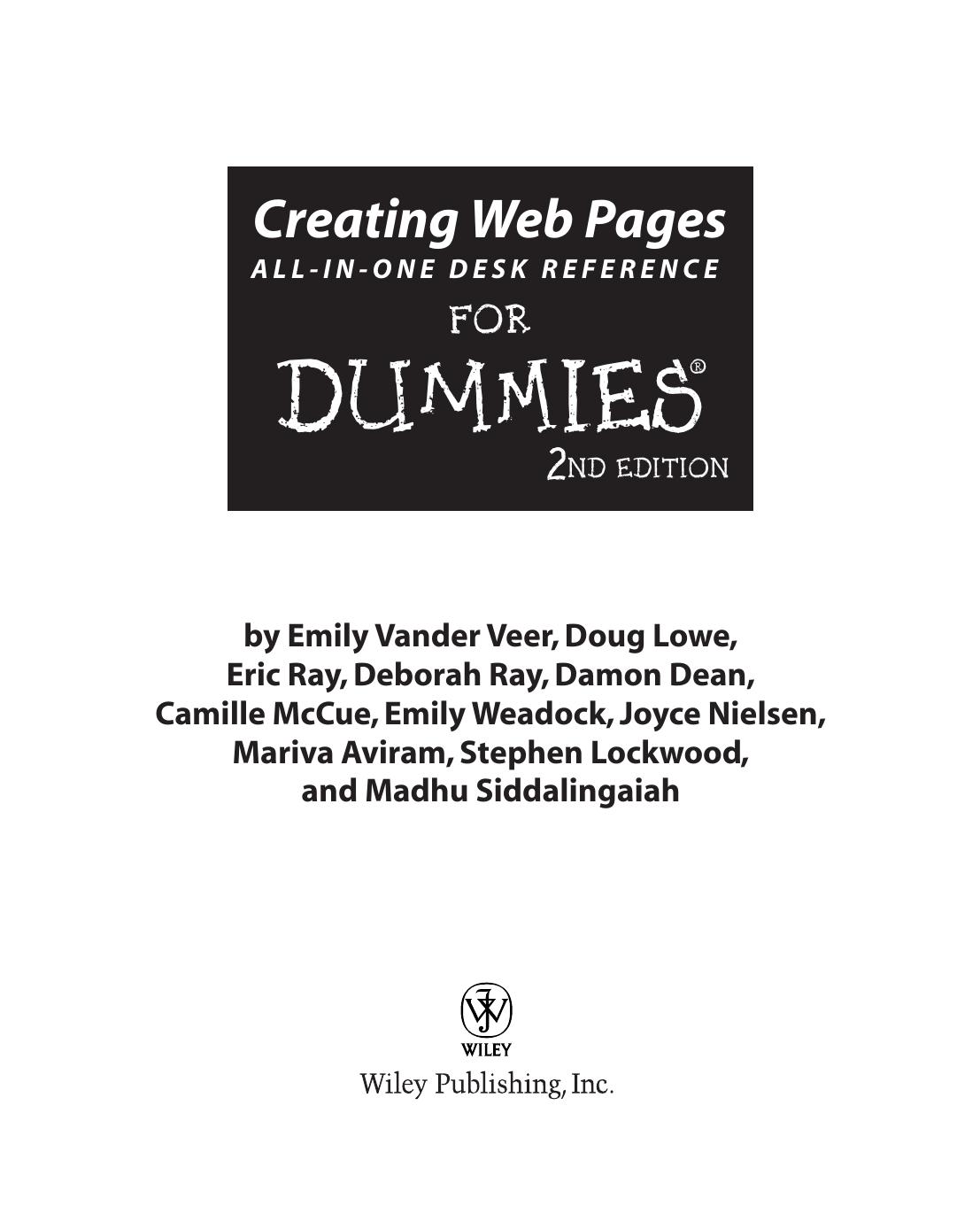 Creating Web Pages All-In-One Desk Reference for DUMmIES 2nd by Unknown