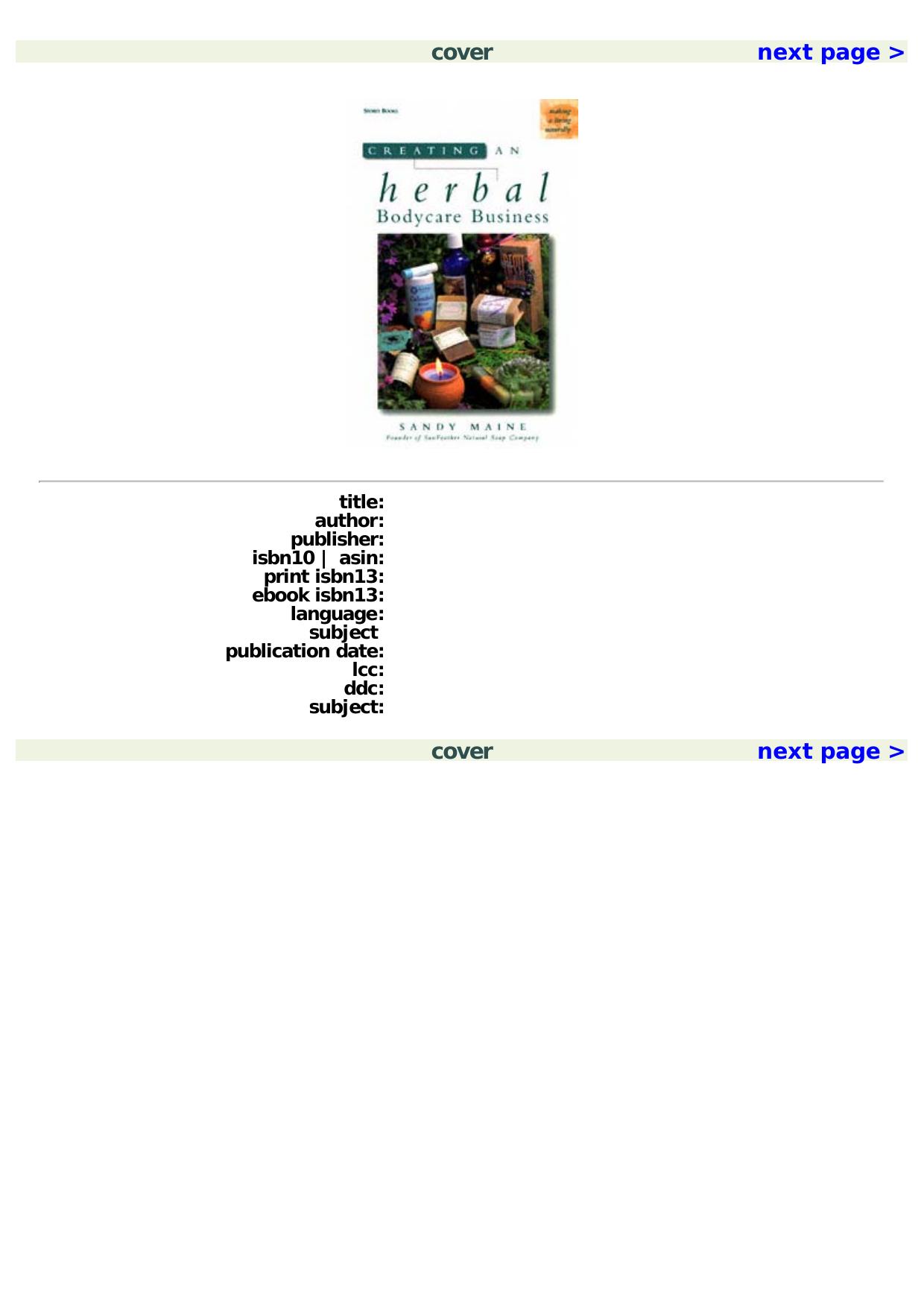 Creating an Herbal Bodycare Business by Sandy Maine