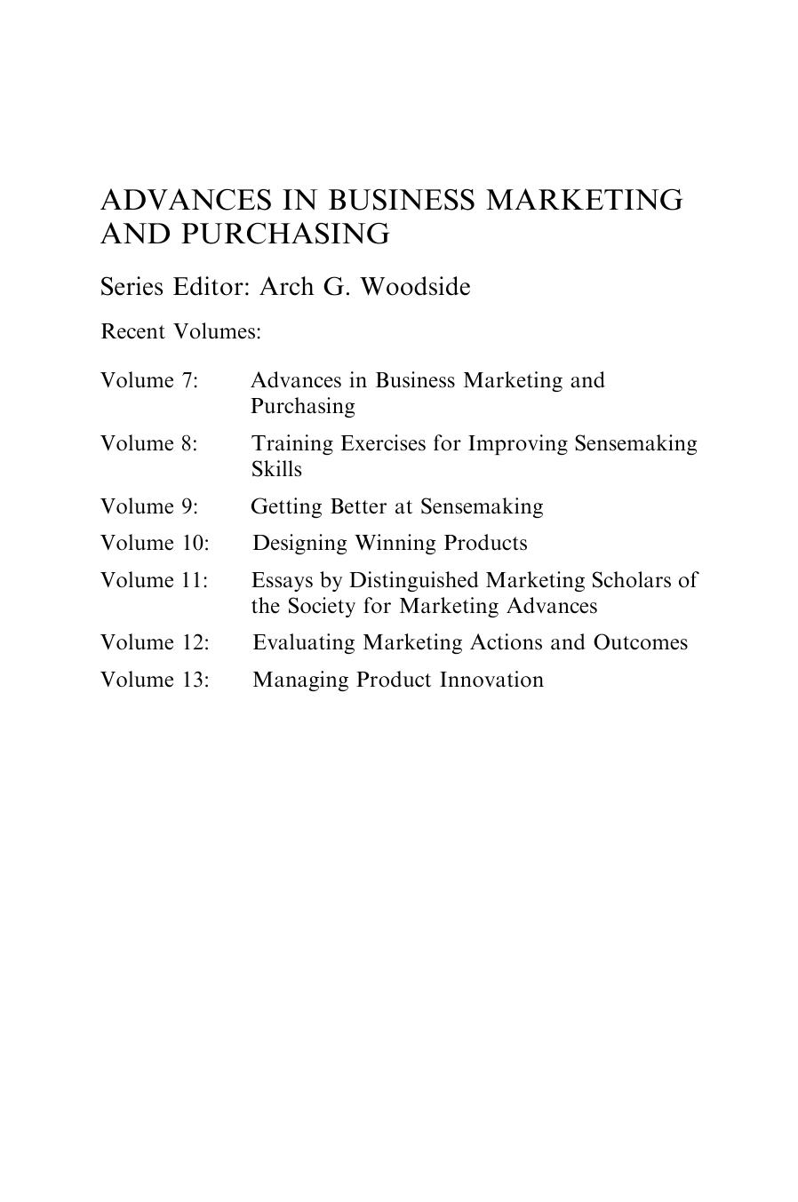 Creating and Managing Superior Customer Value (Advances in Business Marketing and Purchasing) by Arch G. Woodside Michael Gibbert Francesca Golfetto