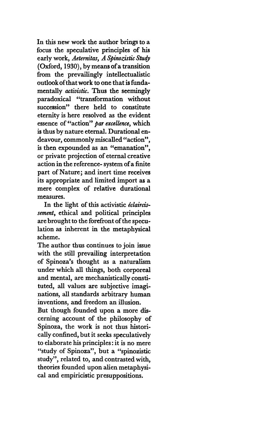 Creation Emanation and Salvation: A Spinozistic Study by H. F. Hallett M. A. D. LITT. (auth.)