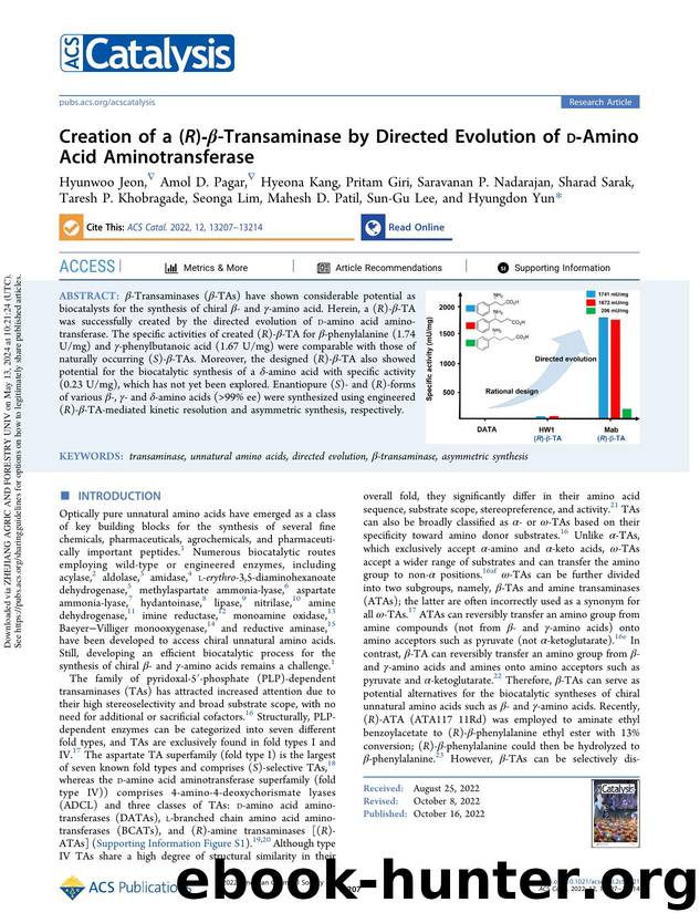 Creation of a (R)-Î²-Transaminase by Directed Evolution of d-Amino Acid Aminotransferase by unknow