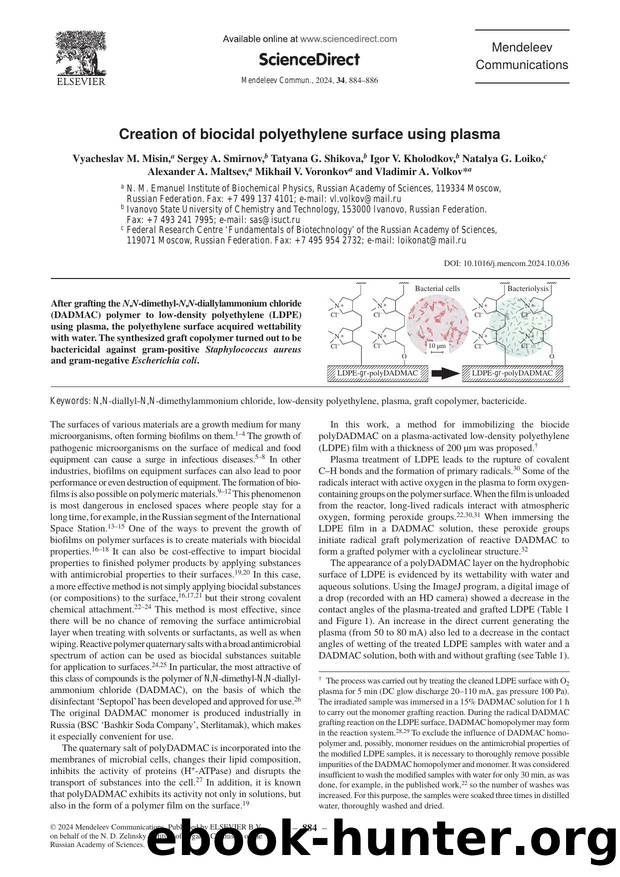 Creation of biocidal polyethylene surface using plasma by unknow