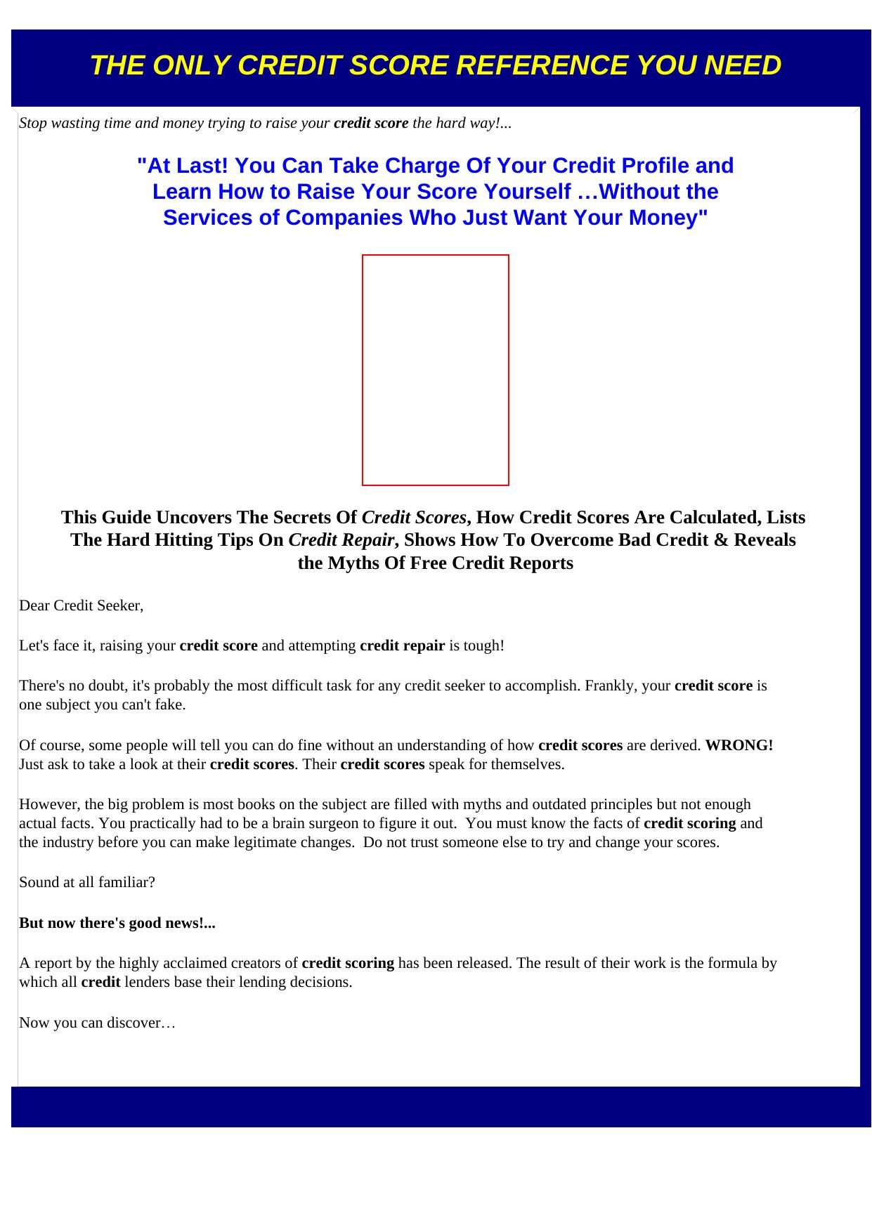 Credit Score- A Definitive Guide.. by Best of Kuszter's Collection