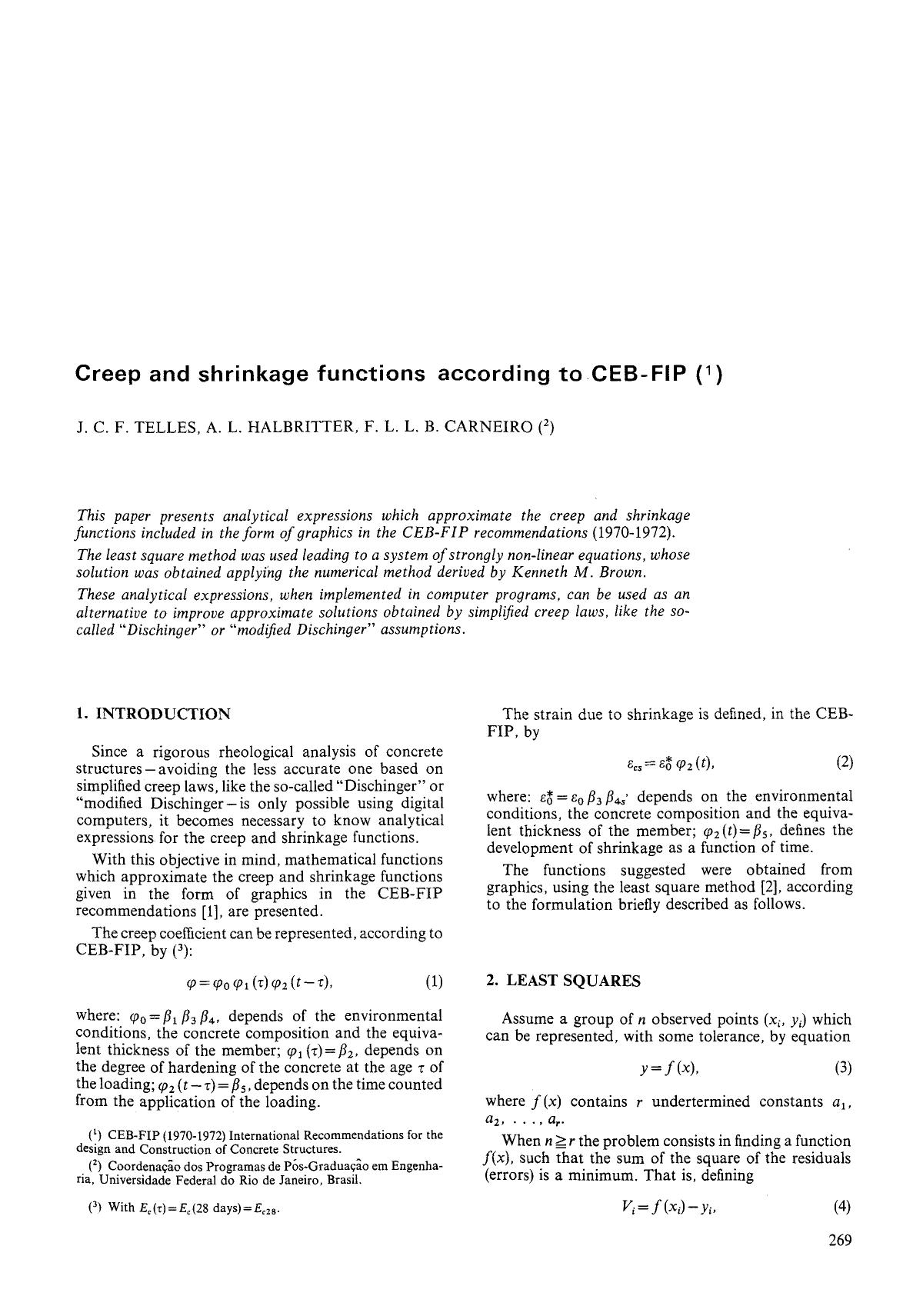 Creep and shrinkage functions according to CEB-FIP by Unknown