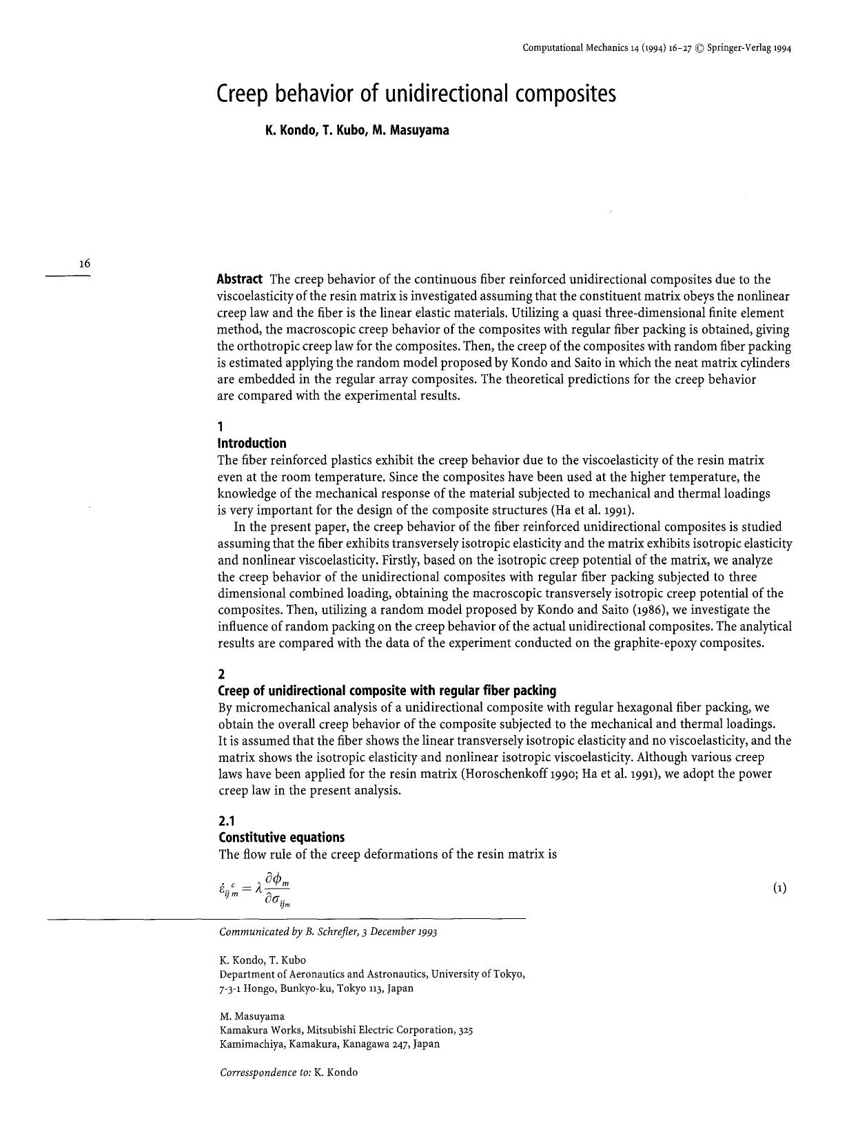 Creep behavior of unidirectional composites by Unknown