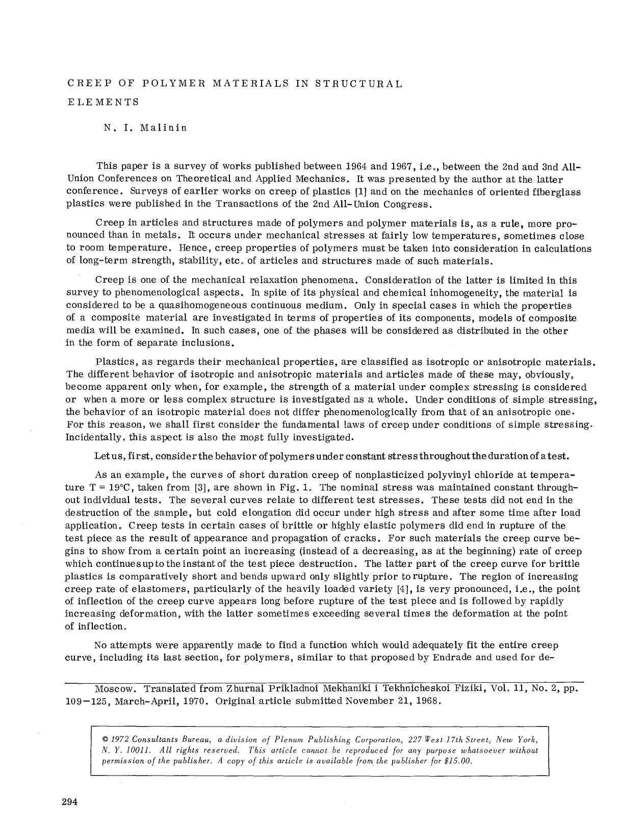 Creep of polymer materials in structural elements by Unknown