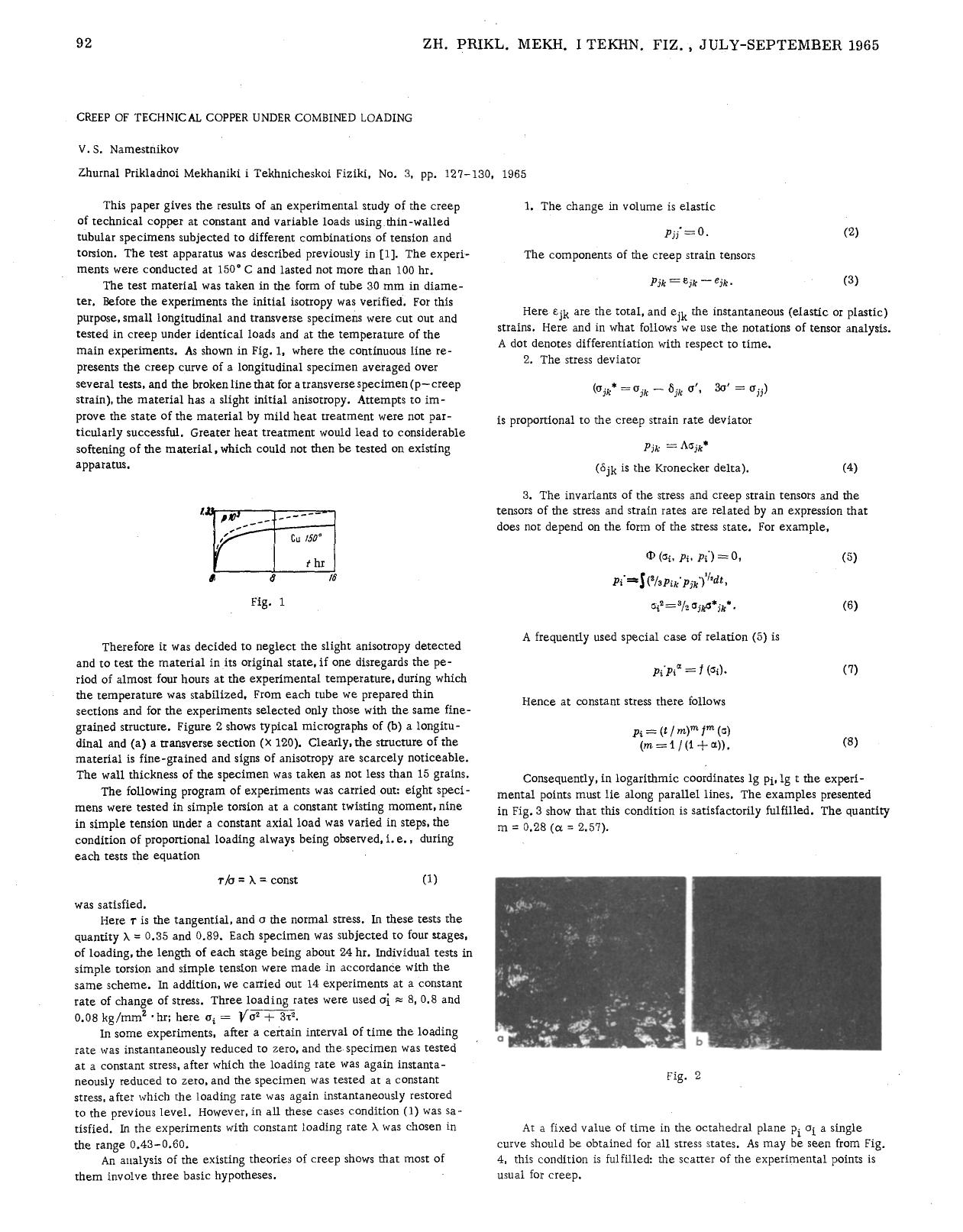 Creep of technical copper under combined loading by Unknown