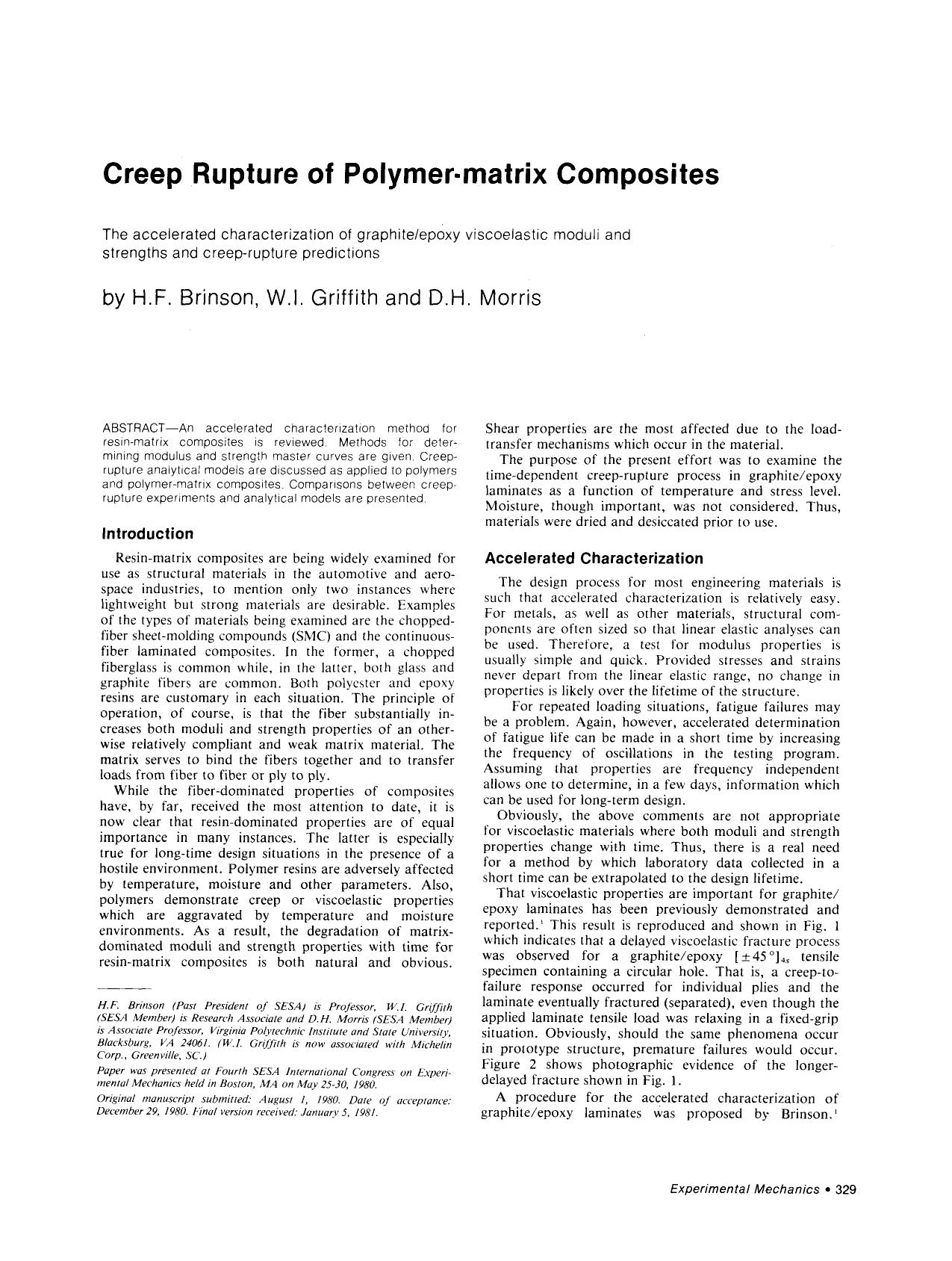 Creep rupture of polymer-matrix composites by Unknown