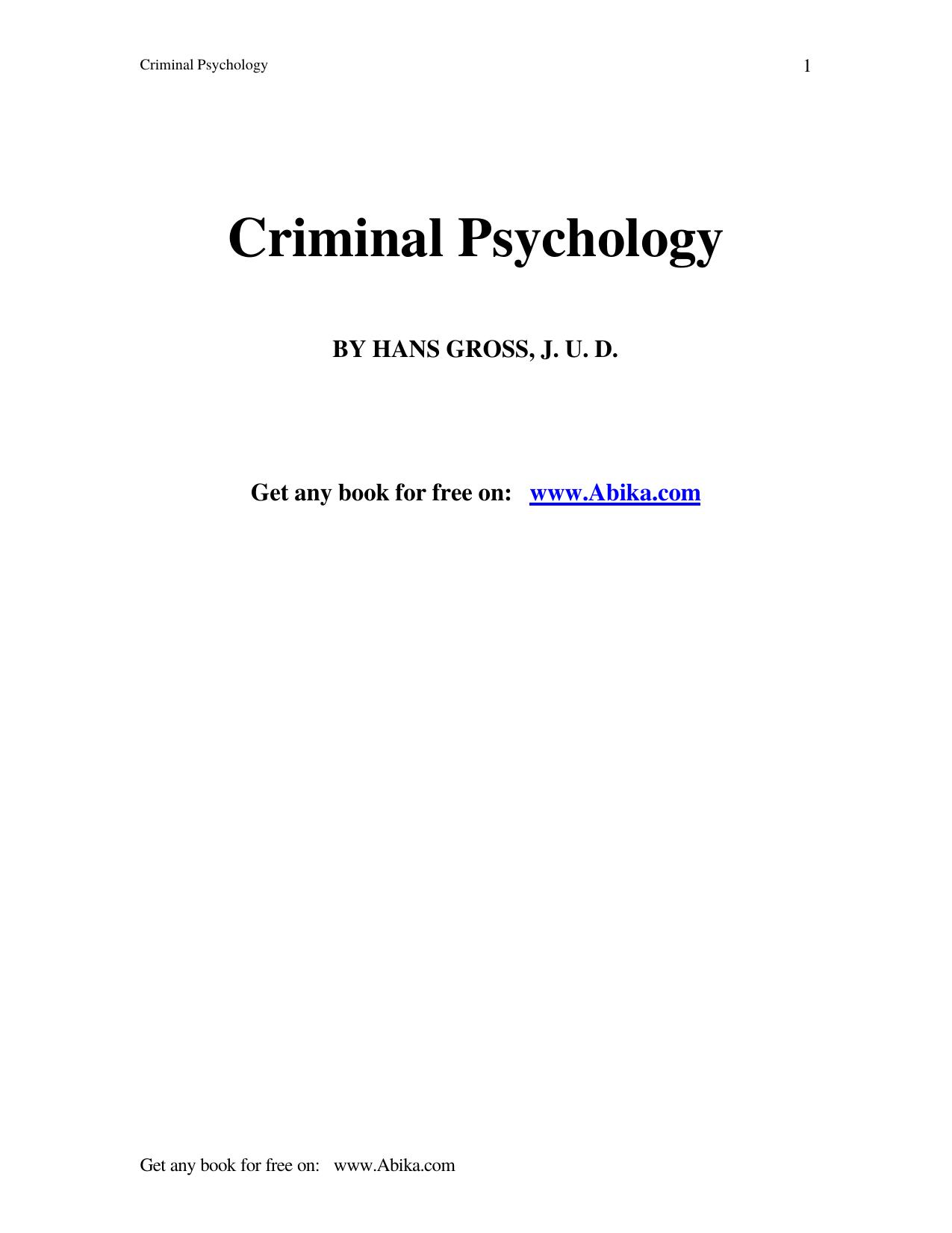 Criminal Psychology by Default