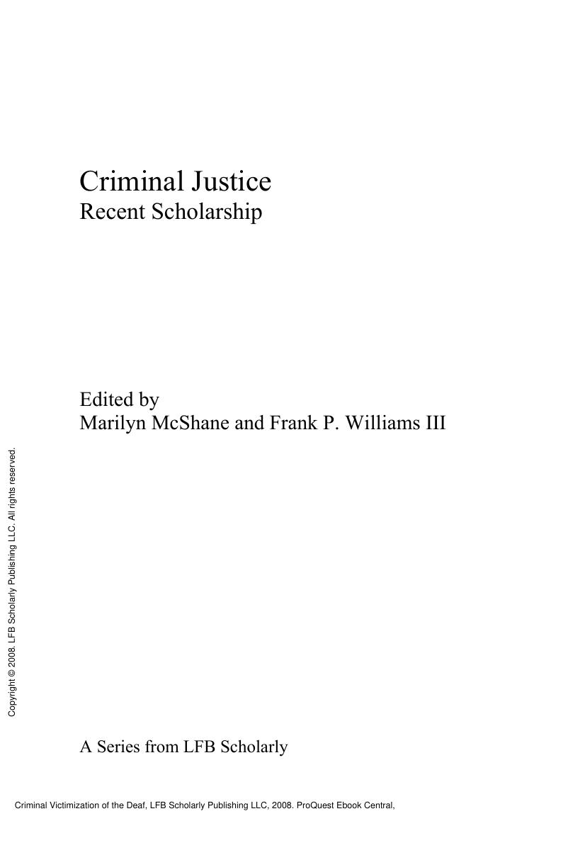 Criminal Victimization of the Deaf by Lauren M. Barrow