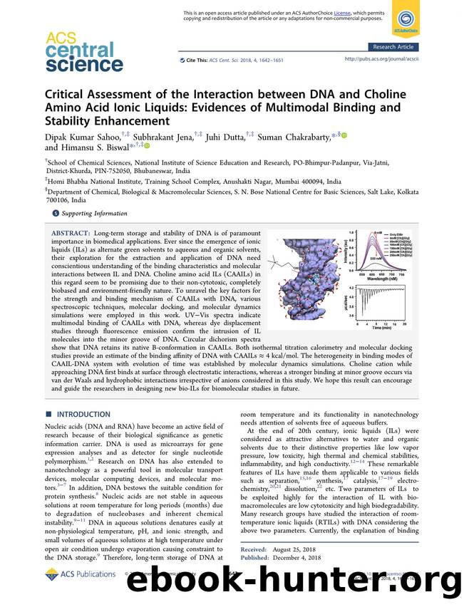 Critical Assessment of the Interaction between DNA and Choline Amino Acid Ionic Liquids: Evidences of Multimodal Binding and Stability Enhancement by unknow