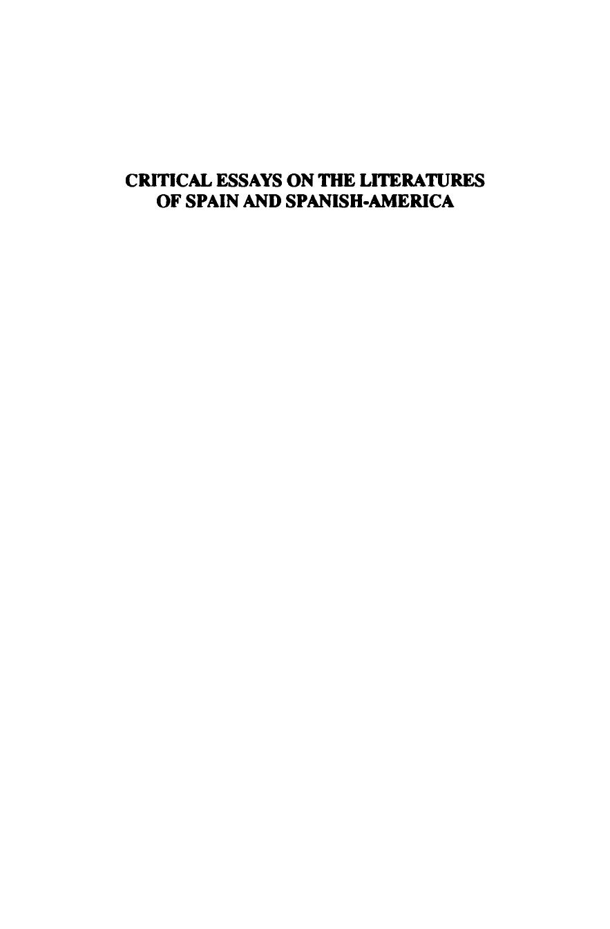 Critical Essays on the Literatures of Spain and Spanish-America by Luis T. Gonzáles del Valle; Luis González del Valle; Julio Baena