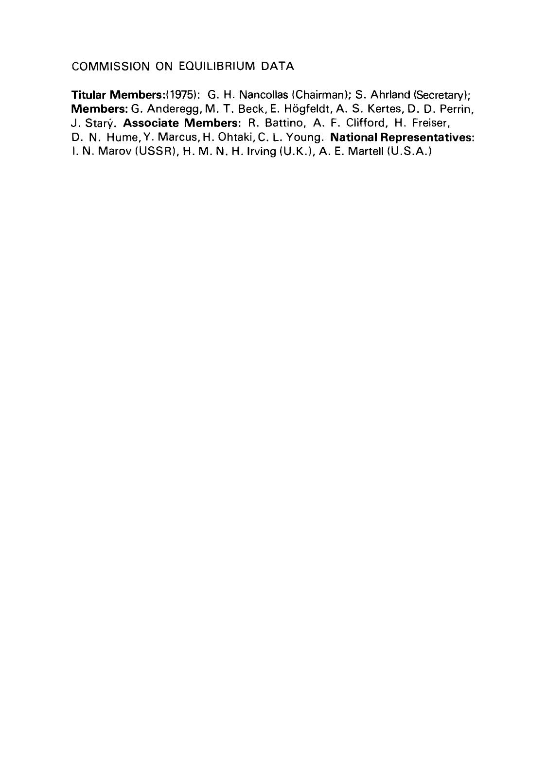 Critical Evaluation of Some Equilibrium Constants Involving Alkylammonium Extractants. Commission on Equilibrium Data by A. S. Kertes (Auth.)