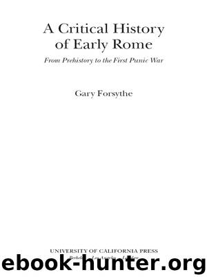 Critical History of Early Rome by Forsythe Gary