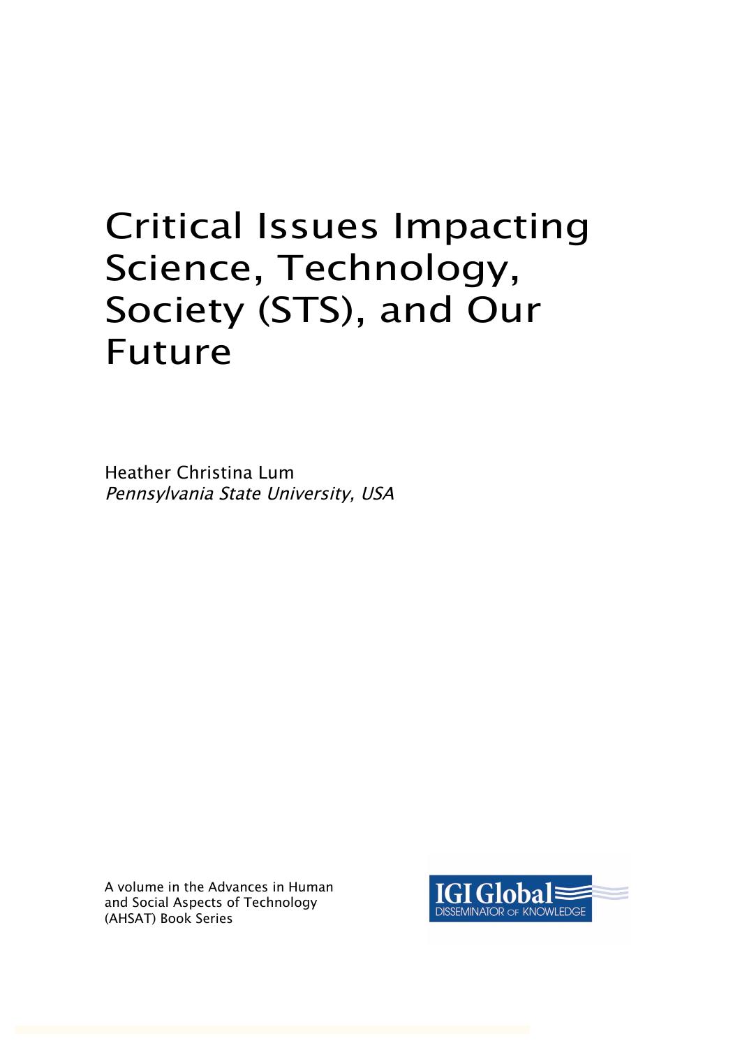 Critical Issues Impacting Science, Technology, Society (STS), and Our Future by Unknow