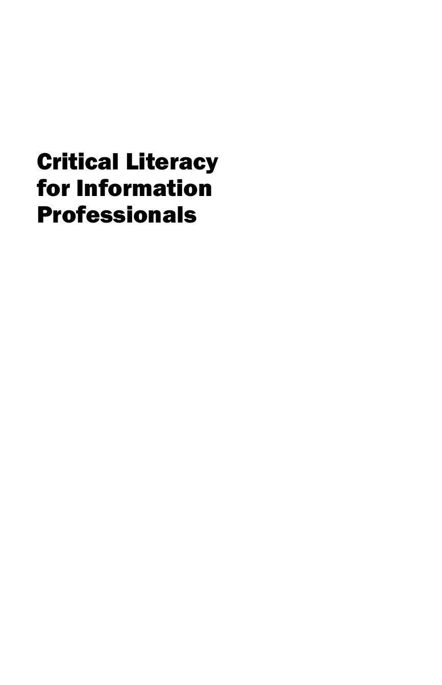 Critical Literacy for Information Professionals by Sarah McNicol
