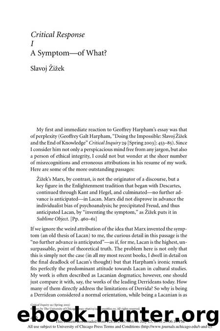 Critical Response I A Symptomâof What? by Slavoj Žižek