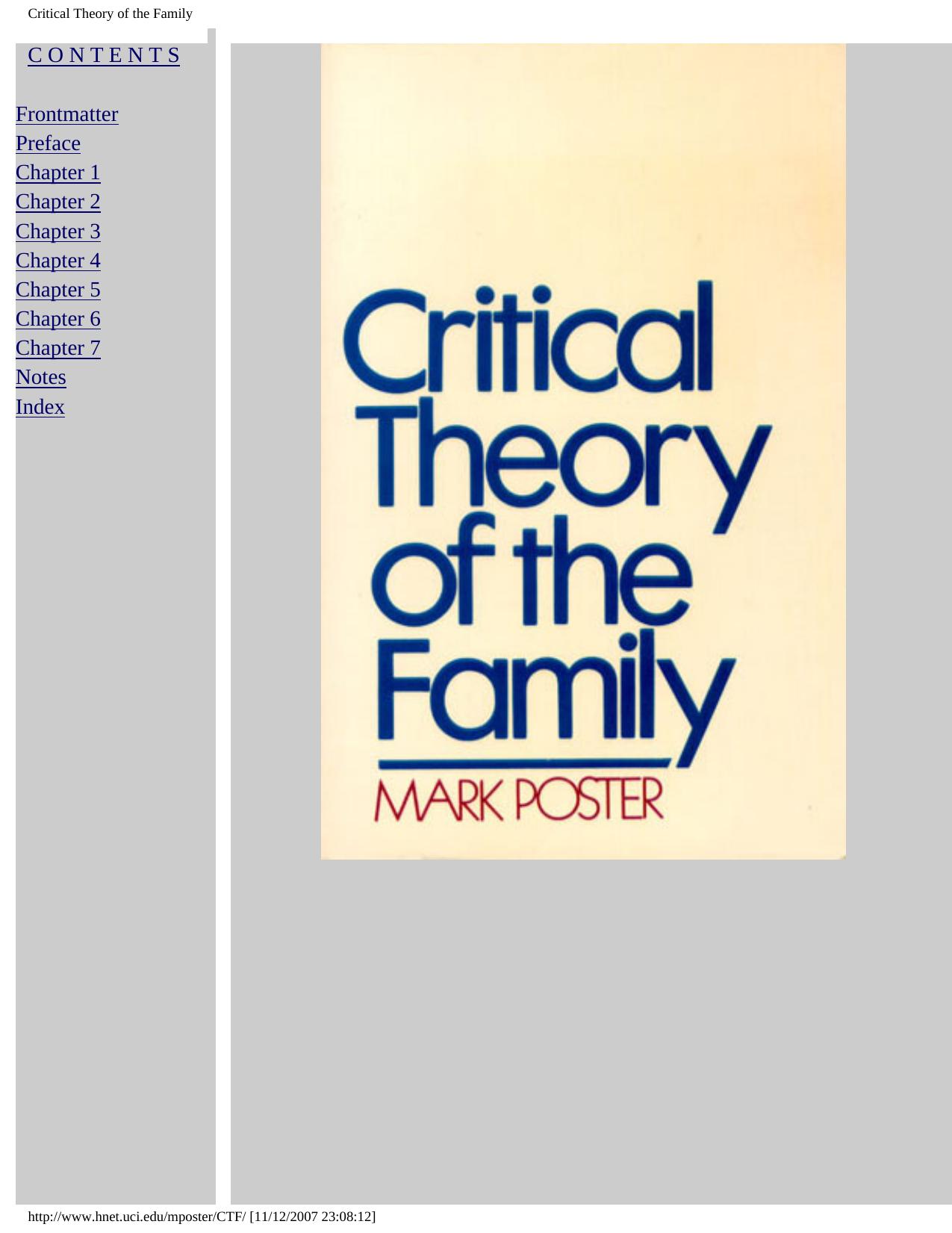 Critical Theory of the Family by Mark Poster