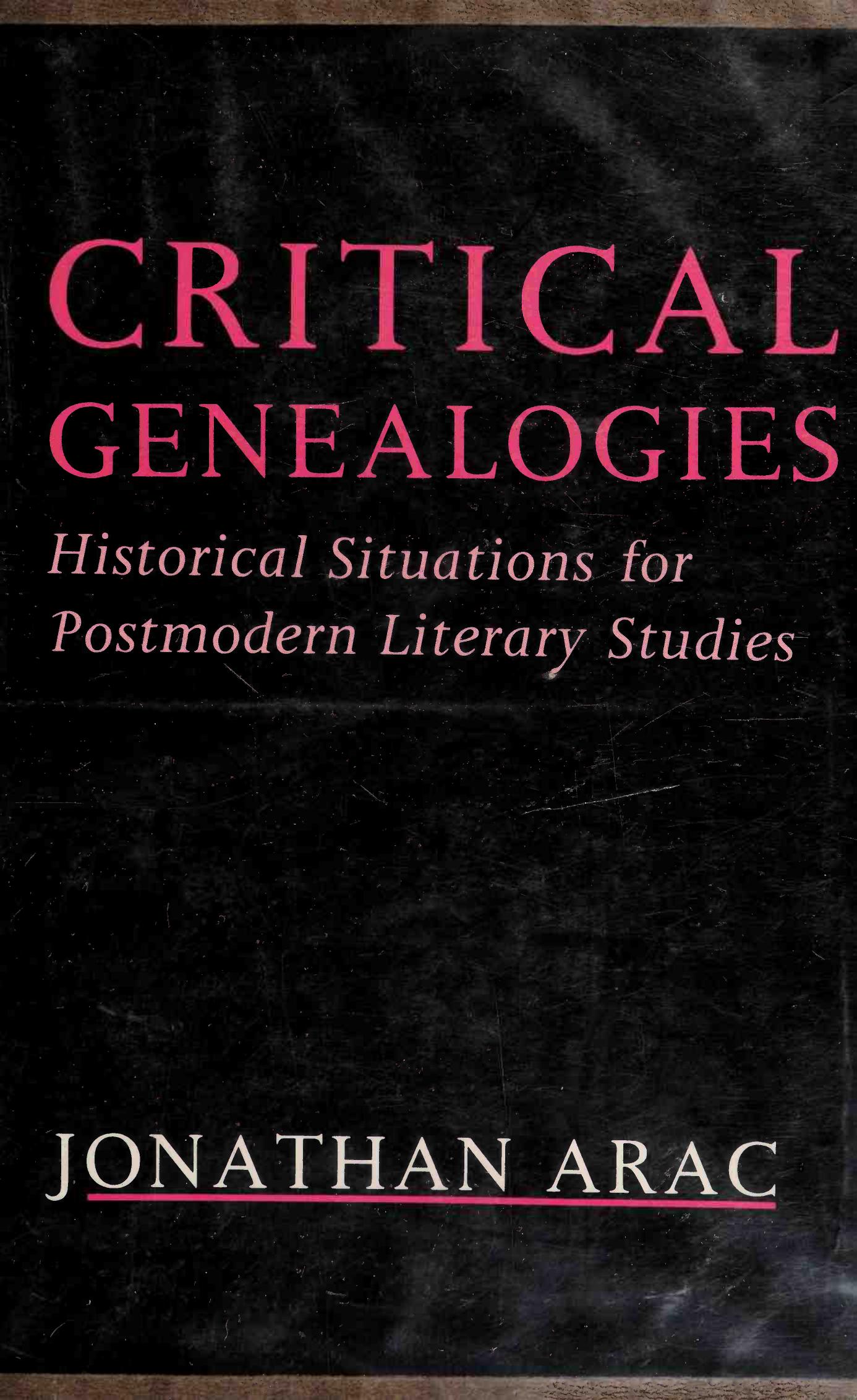 Critical genealogies by Jonathan Arac