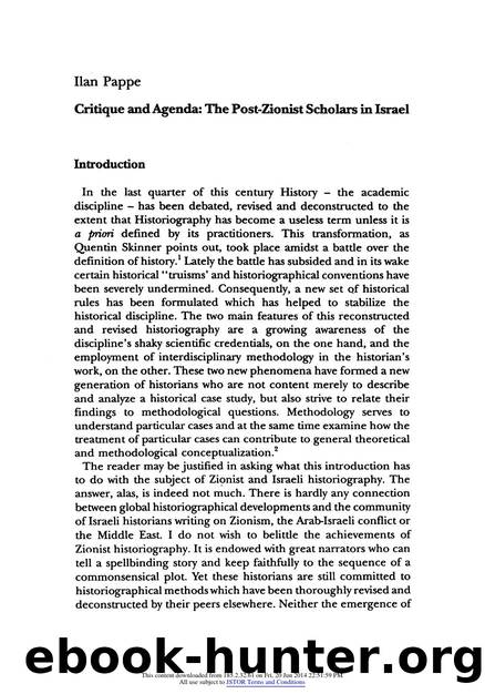 Critique and Agenda: The Post-Zionist Scholars in Israel by Critique & Agenda The Post-Zionist Scholars in Israel (1995)