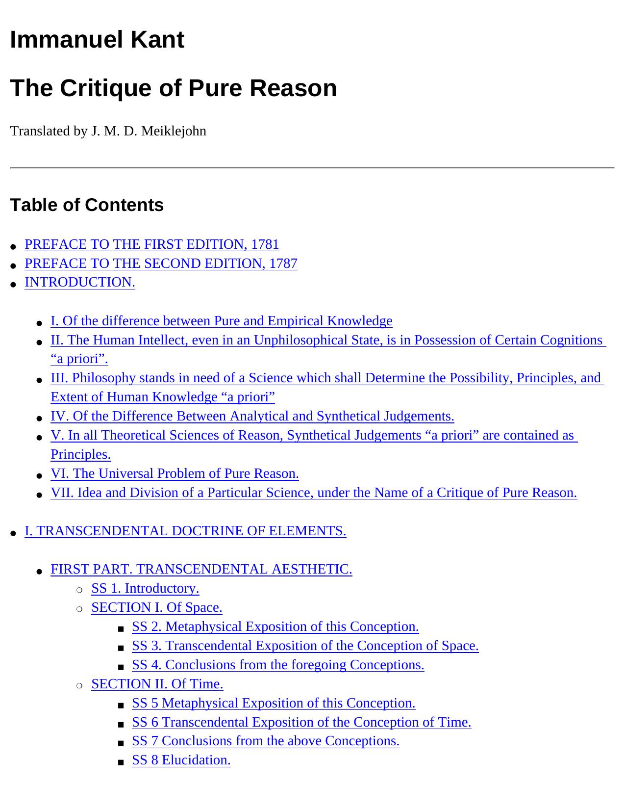 Critique of Pure Reason by Kant Immanuel