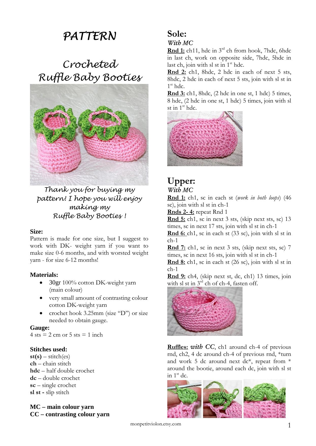 Crocheted Ruffle Baby Booties by Crocheted Ruffle Baby Booties