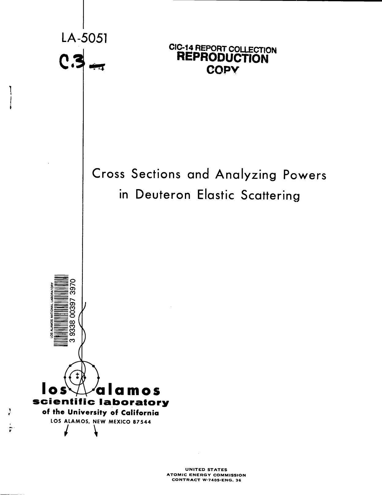 Cross sections and analyzing powers in deuteron elastic scattering None by LANL Research Library LWW Project