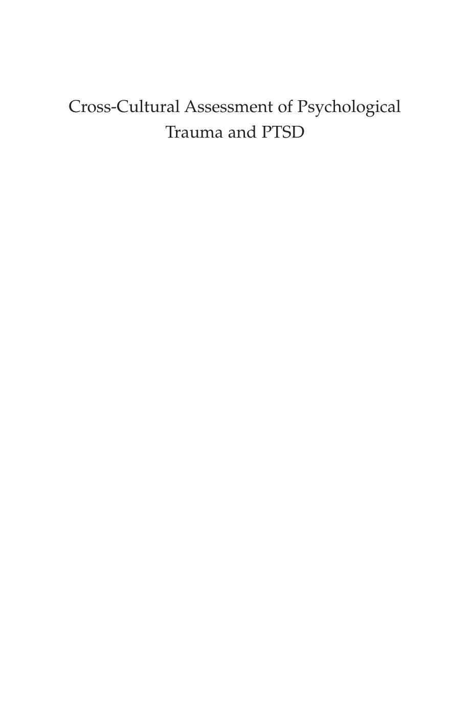 Cross-Cultural Assessment of Psychological Trauma and PTSD (International and Cultural Psychology) by John P. Wilson Catherine C. So-Kum Tang