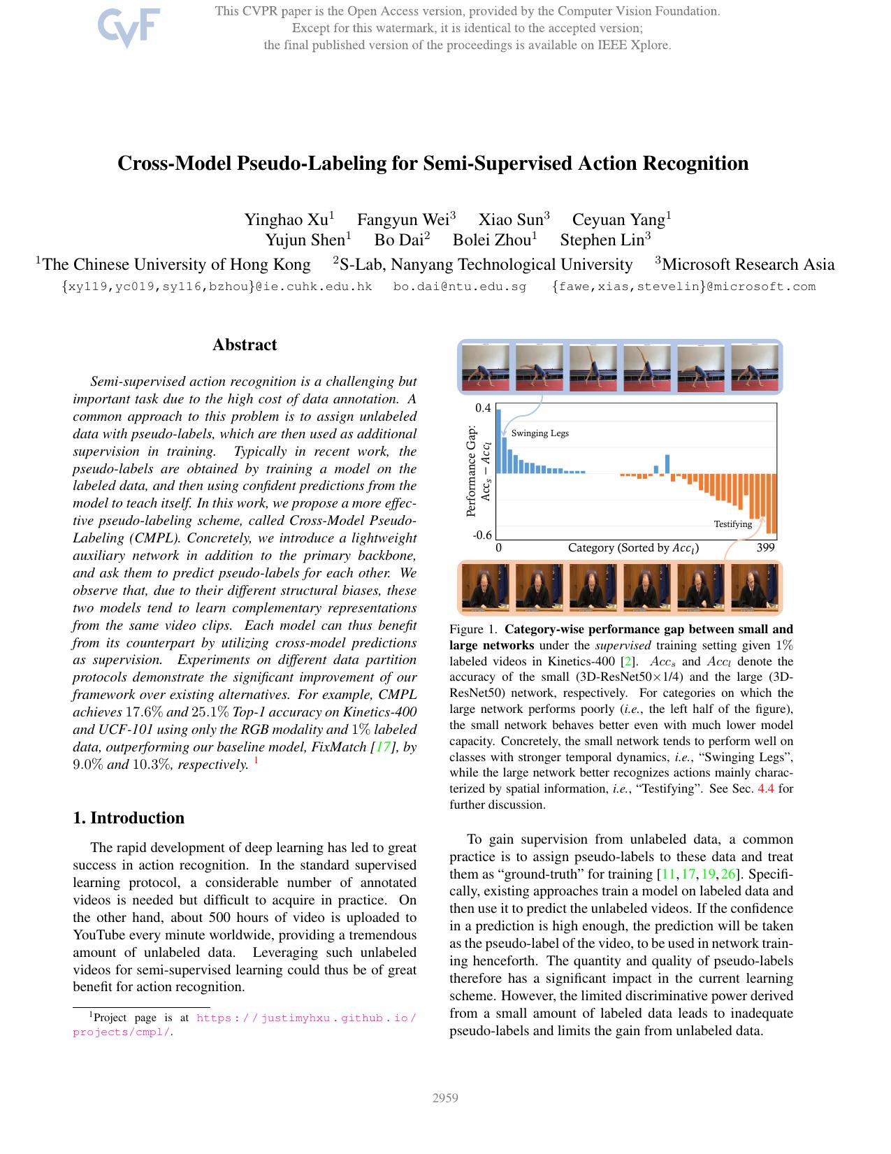 Cross-Model Pseudo-Labeling for Semi-Supervised Action Recognition by unknow