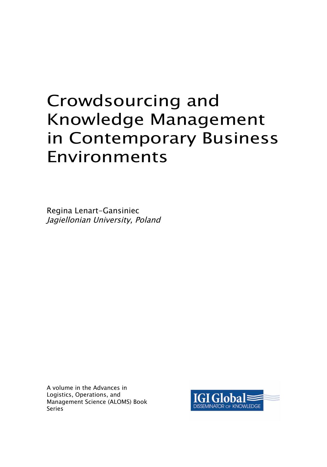 Crowdsourcing and Knowledge Management in Contemporary Business Environments by Lenart-Gansiniec Regina