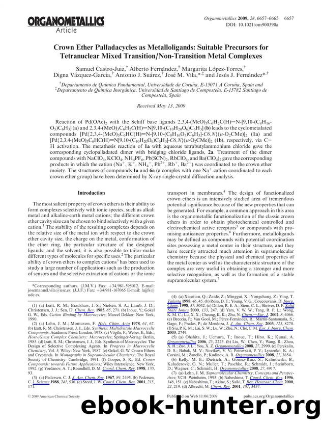 Crown Ether Palladacycles as Metalloligands: Suitable Precursors for Tetranuclear Mixed TransitionNon-Transition Metal Complexes by Unknown