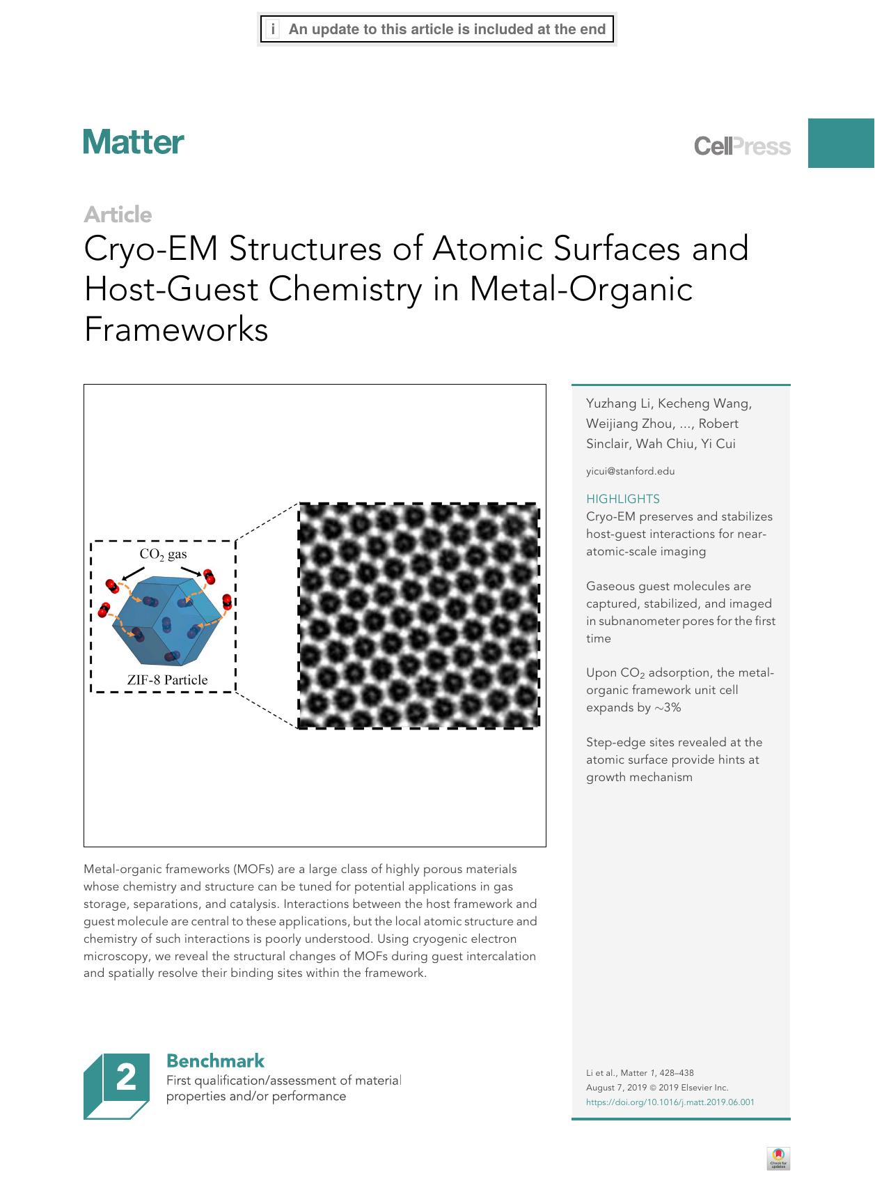 Cryo-EM Structures of Atomic Surfaces and Host-Guest Chemistry in Metal-Organic Frameworks by unknow