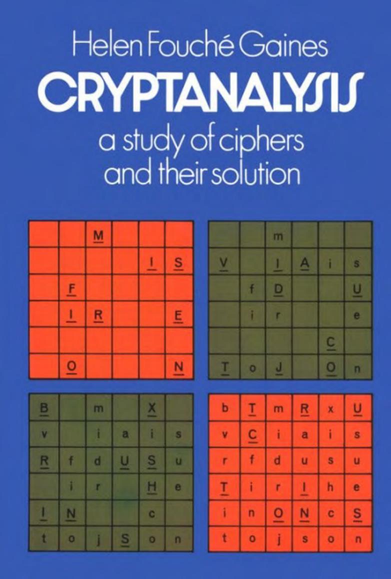 Cryptanalysis by Helen F. Gaines