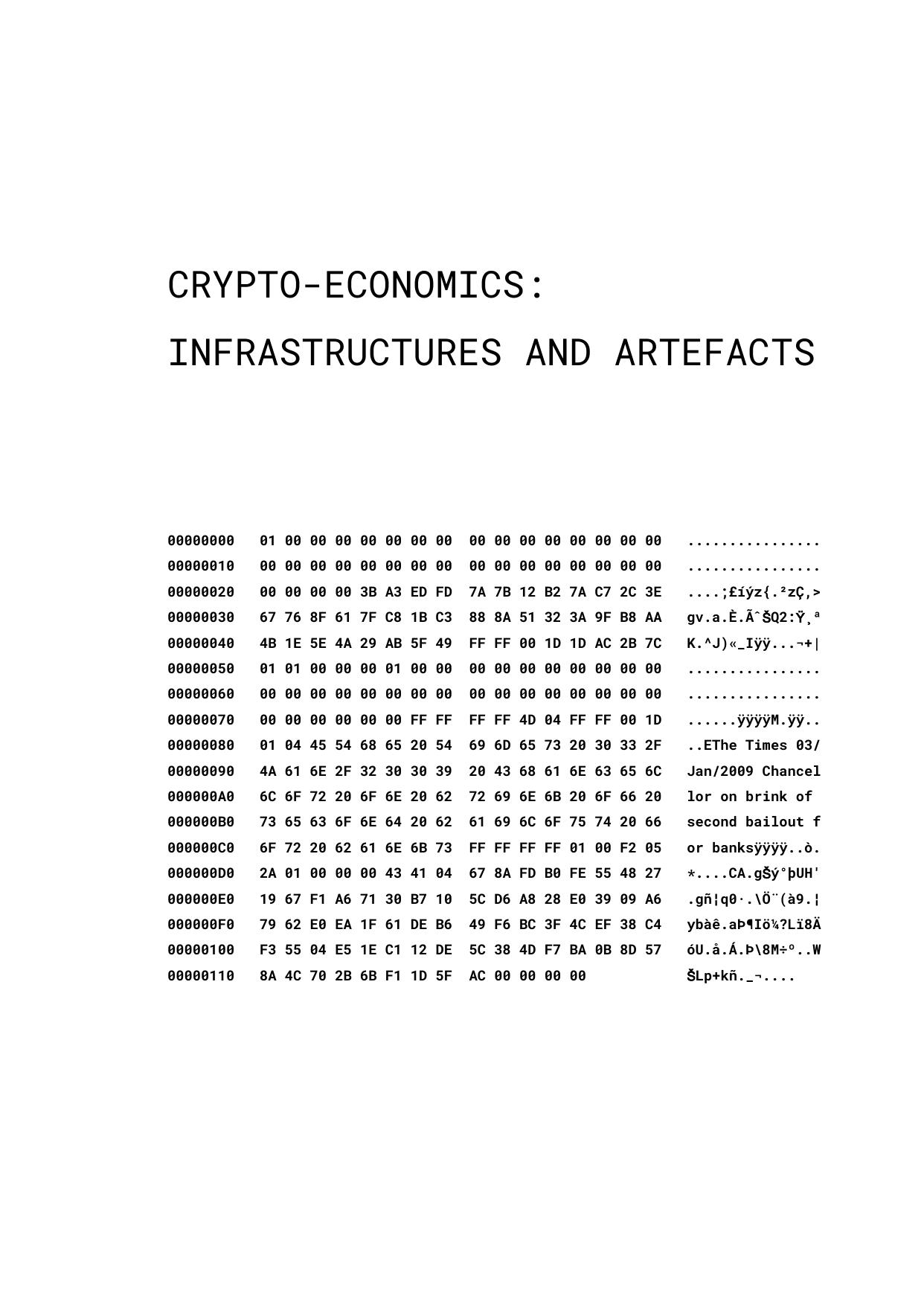 Crypto-Economics: Infrastructures and Artefacts by RIAT Institute