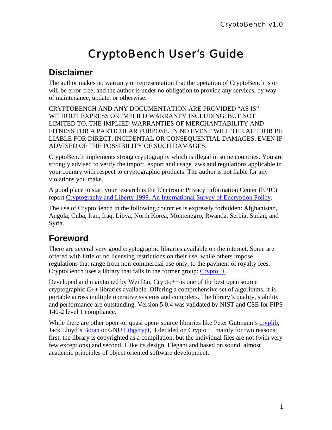 CryptoBench User's Guide by Ed Addario