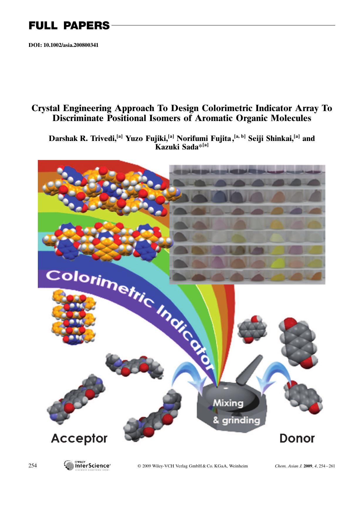 Crystal Engineering Approach To Design Colorimetric Indicator Array To Discriminate Positional Isomers of Aromatic Organic Molecules by Unknown