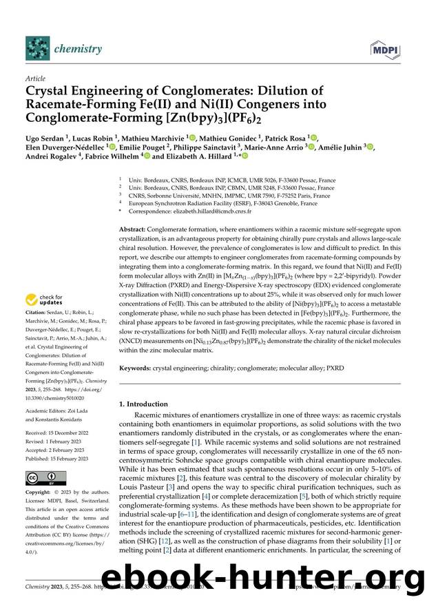 Crystal Engineering of Conglomerates: Dilution of Racemate-Forming Fe(II) and Ni(II) Congeners into Conglomerate-Forming [Zn(bpy)3](PF6)2 by unknow