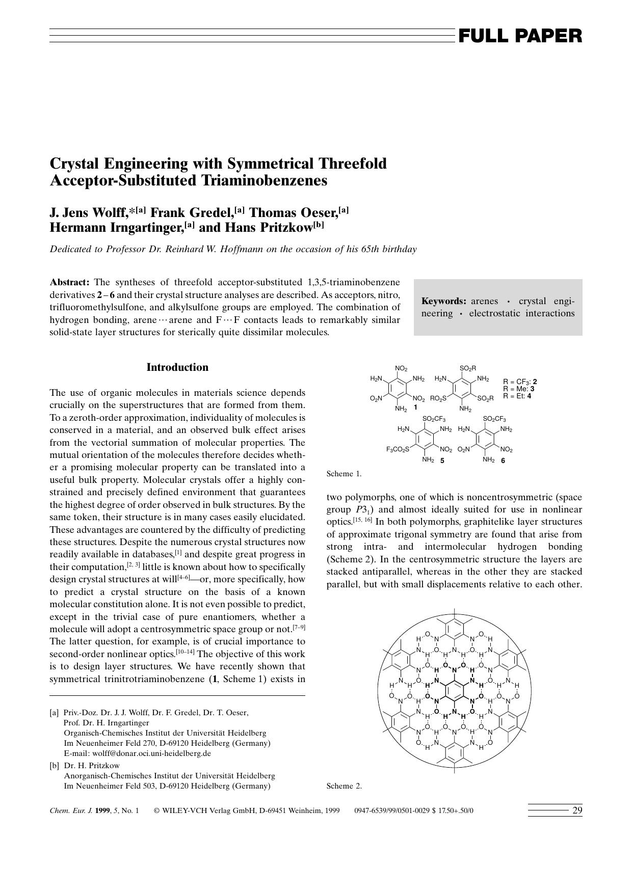 Crystal Engineering with Symmetrical Threefold Acceptor-Substituted Triaminobenzenes by Unknown