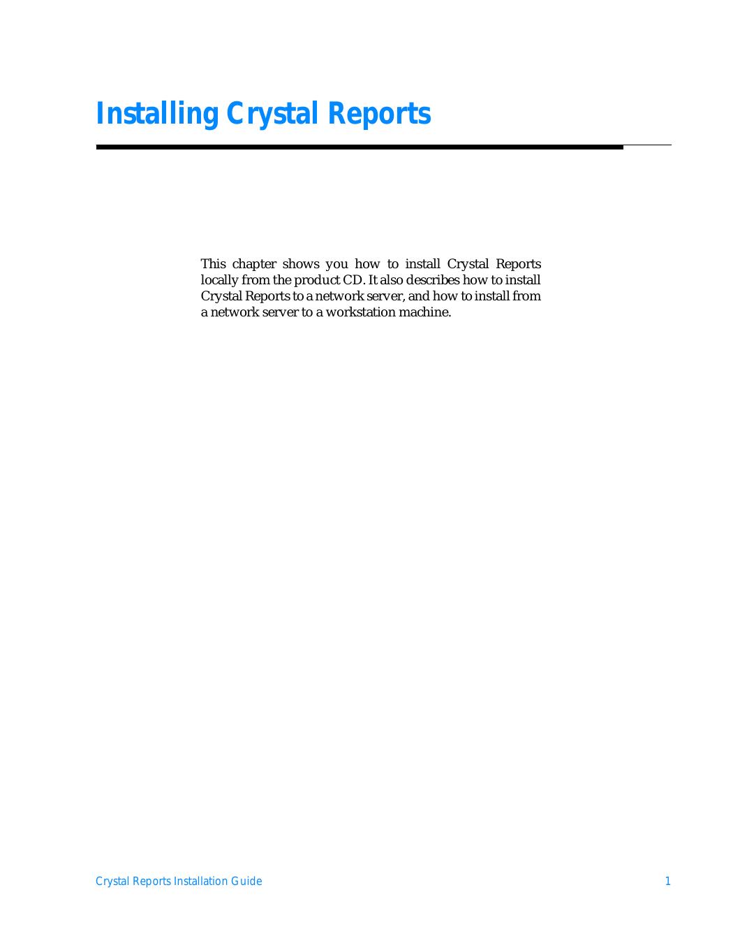 Crystal Reports Installation Guide by Crystal Decisions