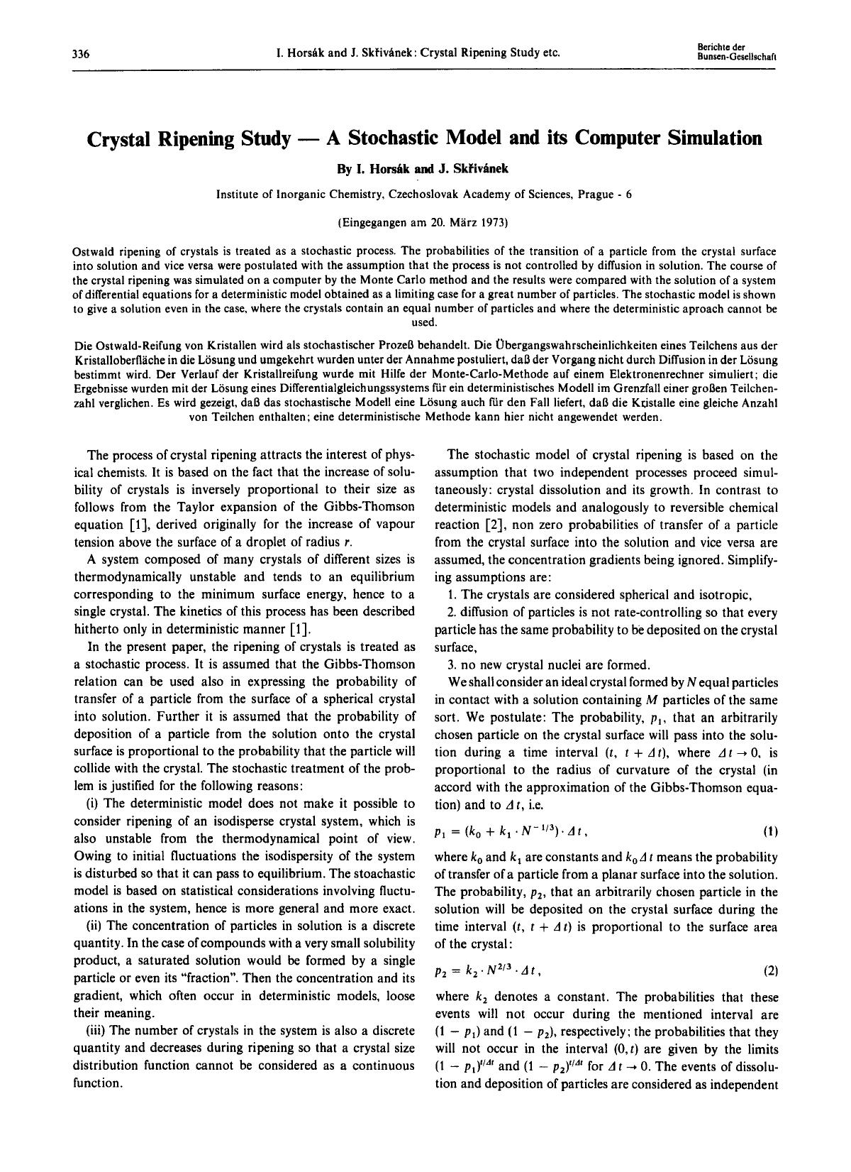 Crystal Ripening Study-A Stochastic Model and its Computer Simulation by Unknown