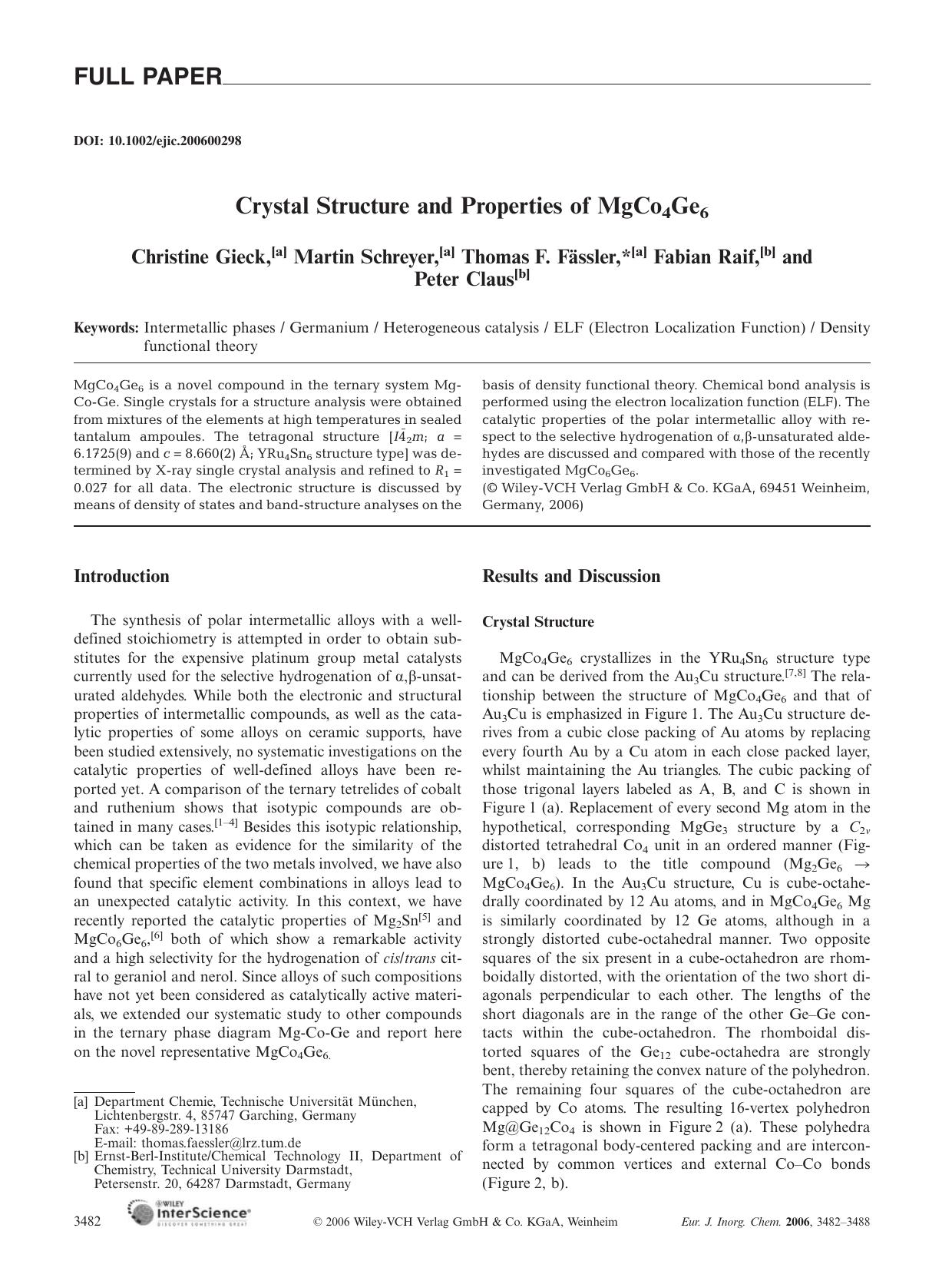 Crystal Structure and Properties of MgCo4Ge6 by Unknown