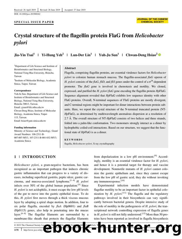 Crystal Structure of the Flagellin Protein FlaG from Helicobacter pylori by Unknown