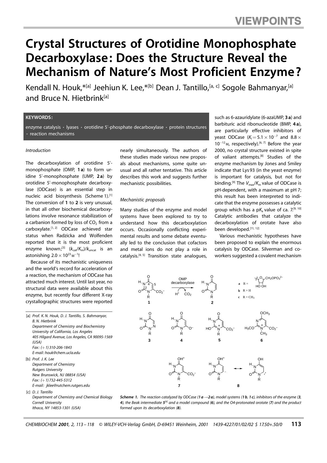 Crystal Structures of Orotidine Monophosphate Decarboxylase: Does the Structure Reveal the Mechanism of Nature's Most Proficient Enzyme? by Systemverwalter