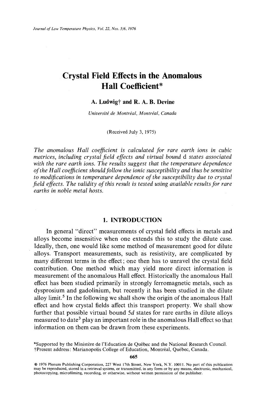 Crystal field effects in the anomalous Hall coefficient by Unknown