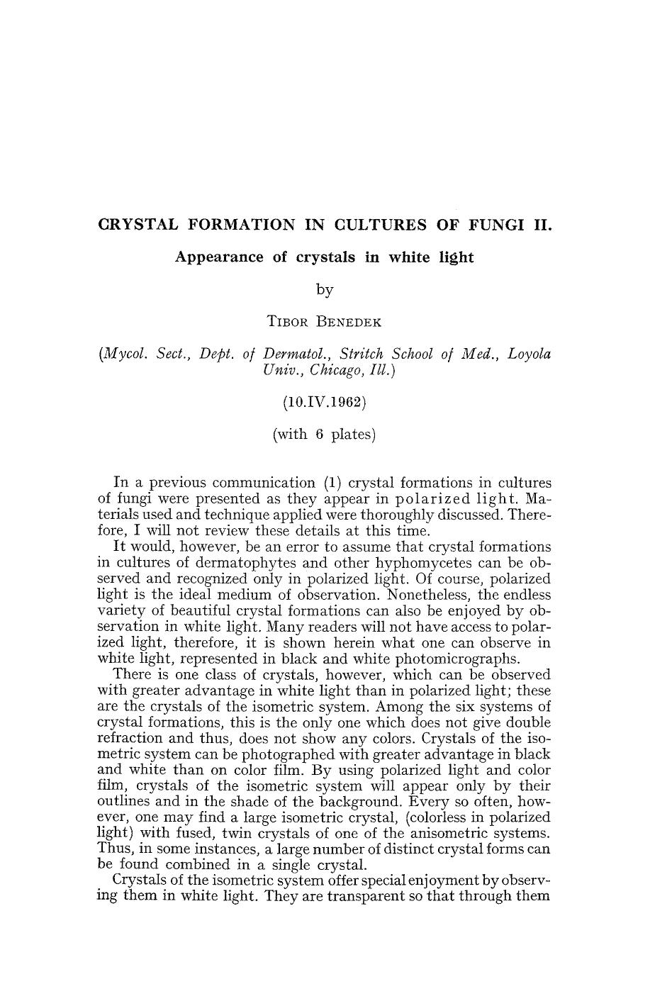 Crystal formation in cultures of fungi II by Unknown
