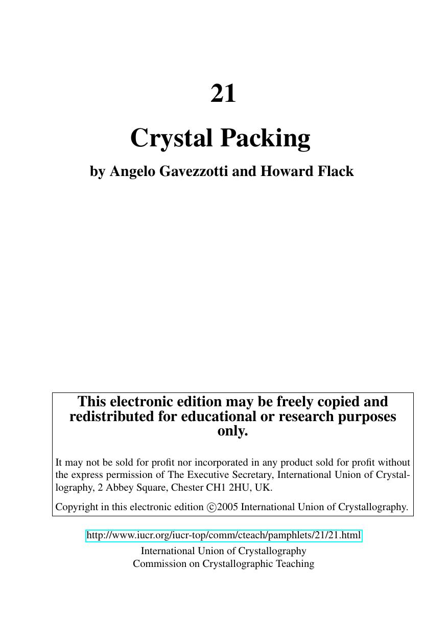 Crystal packing by Gavezzotti Angelo; Flack Howard