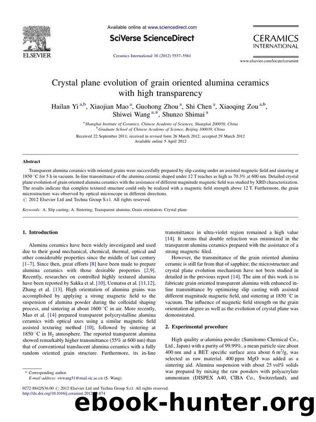 Crystal plane evolution of grain oriented alumina ceramics with high transparency by Hailan Yi