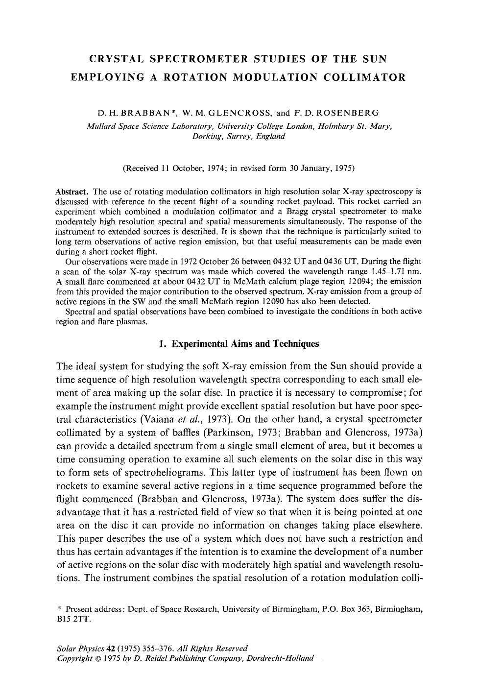 Crystal spectrometer studies of the Sun employing a rotation modulation collimator by Unknown