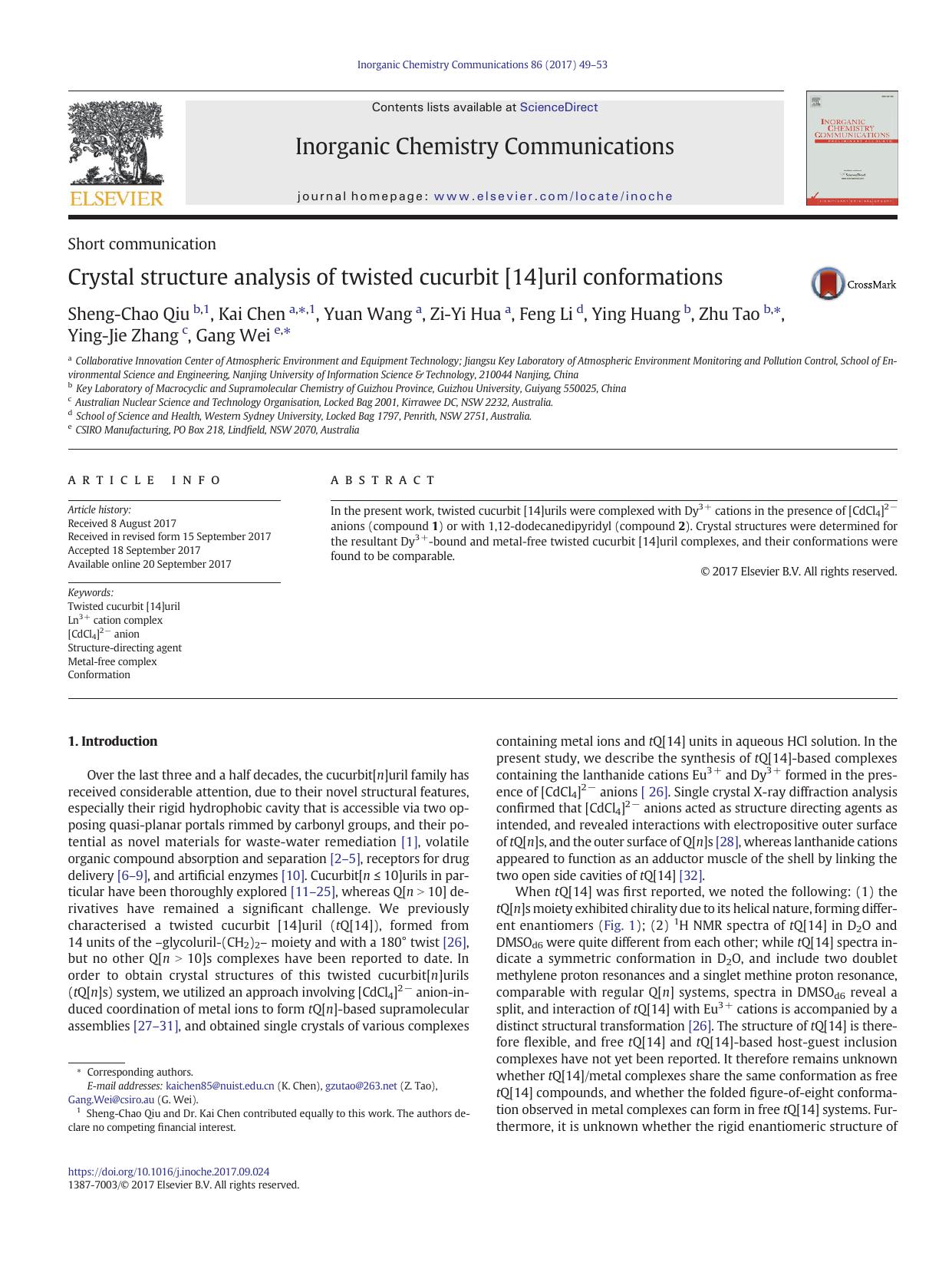 Crystal structure analysis of twisted cucurbit [14]uril conformations by unknow