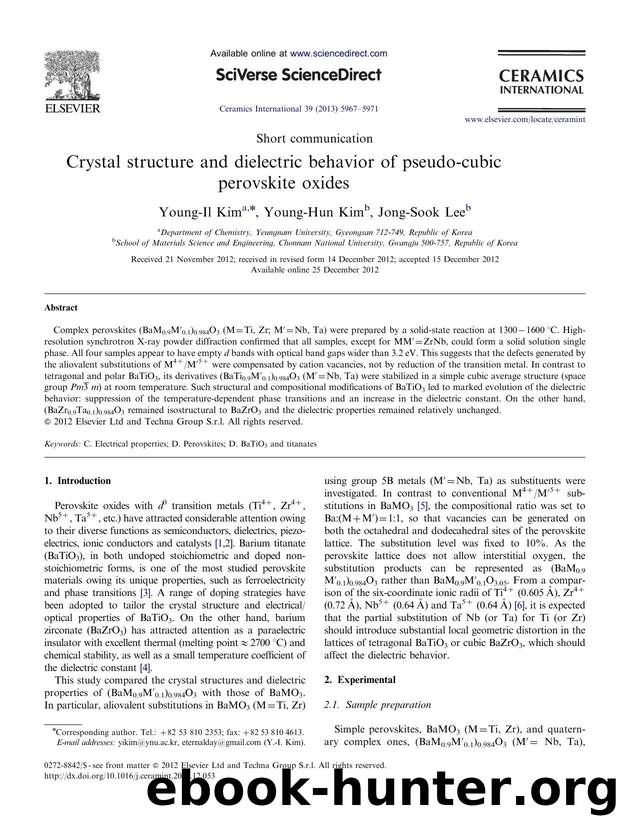 Crystal structure and dielectric behavior of pseudo-cubic perovskite oxides by Young-Il Kim & Young-Hun Kim & Jong-Sook Lee
